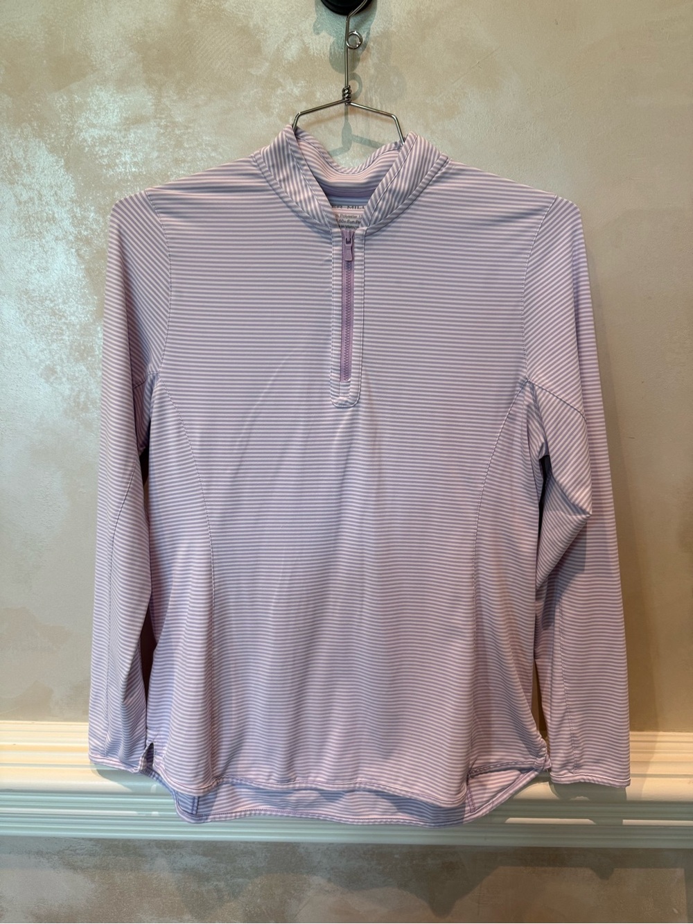 Peter Millar Lavender and White Striped Long-Sleeve Quarter-Zip